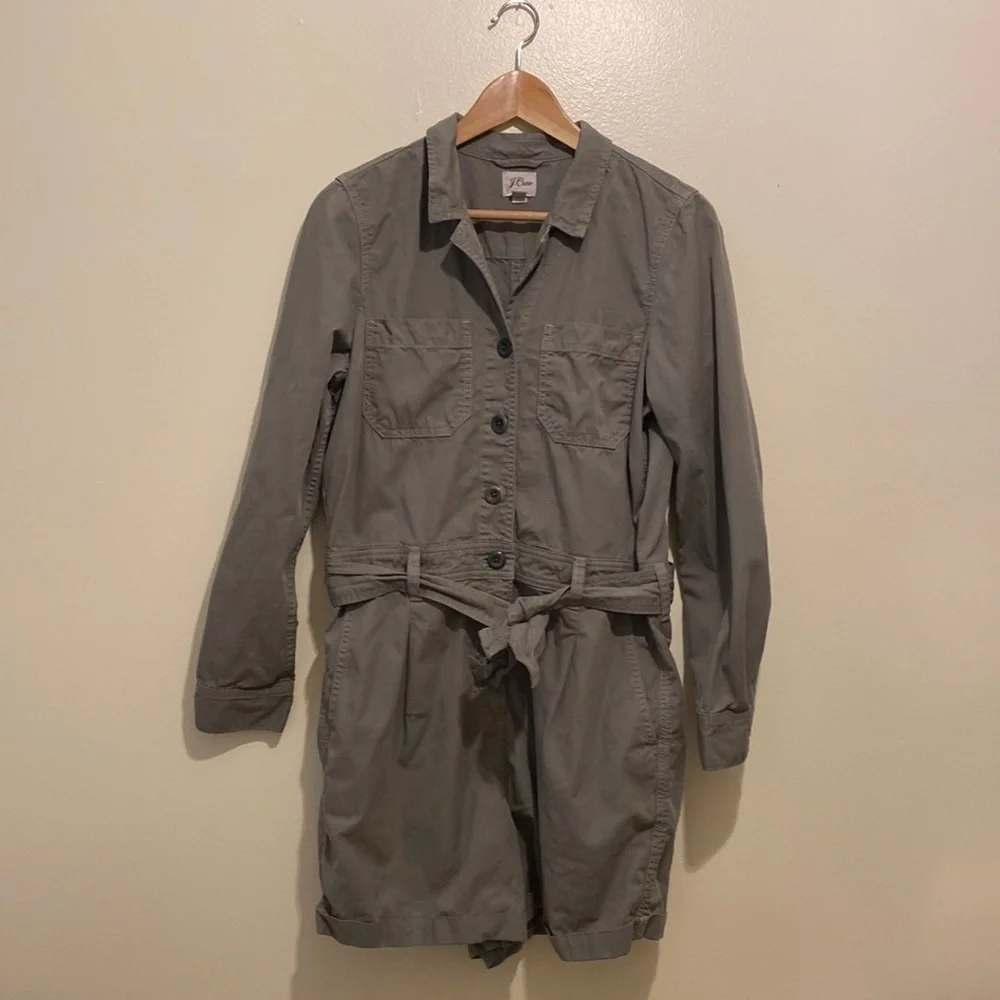 J. Crew green cotton jumpsuit. Size 10. Style AY629